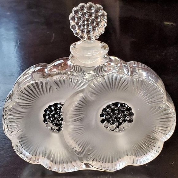 Lalique Anemone Glass Flower "Deux Fleurs" Perfume Bottle, Frosted Flowe… - Picture 1 of 6